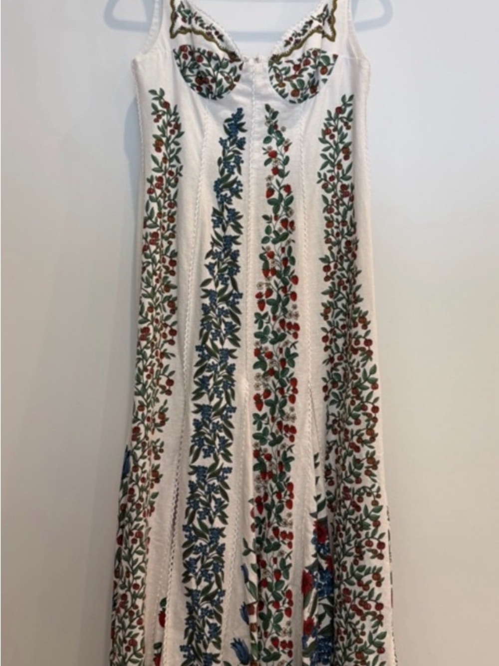 FARM Rio Off-White Fruit Beauty 4th of July linen Maxi Dress M - Picture 6 of 10